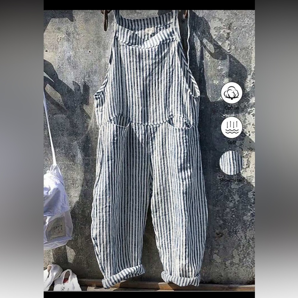 Striped Navy and White Jumpsuit